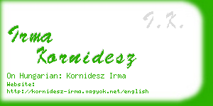 irma kornidesz business card